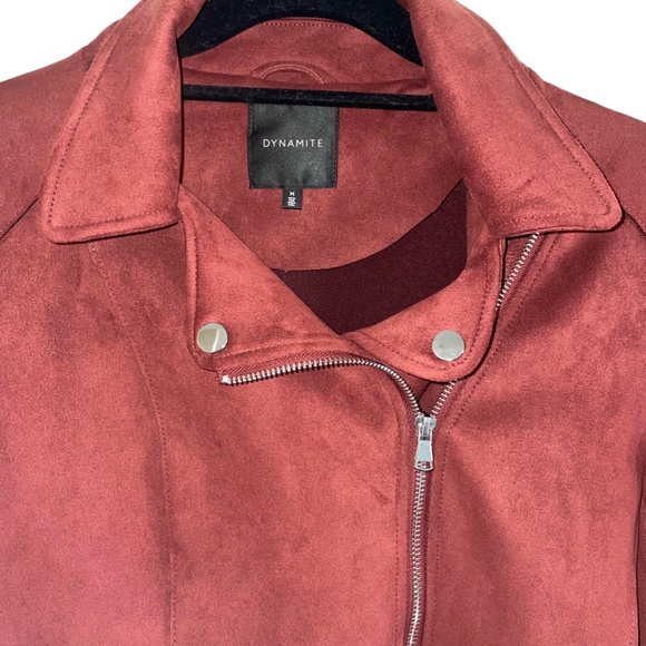 Dynamite Burgundy Suede Moto Jacket - Picture 3 of 9
